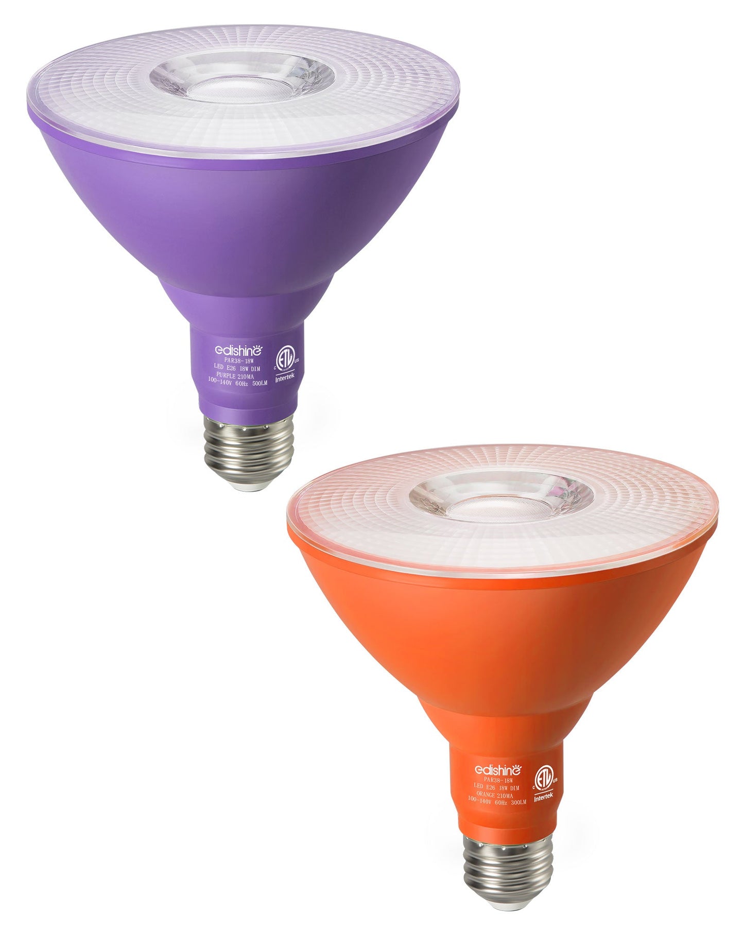 Dimmable 18W(120W Equivalent) E26 Base Purple & Orange Flood Light Bulb, 2 Pack-HDCP38A