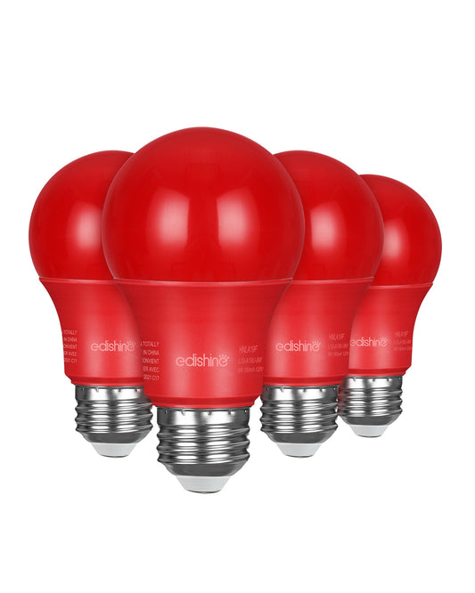 Non-Dimmable 9W A19 Red Light Bulb (4 Pack)-HNLA19F