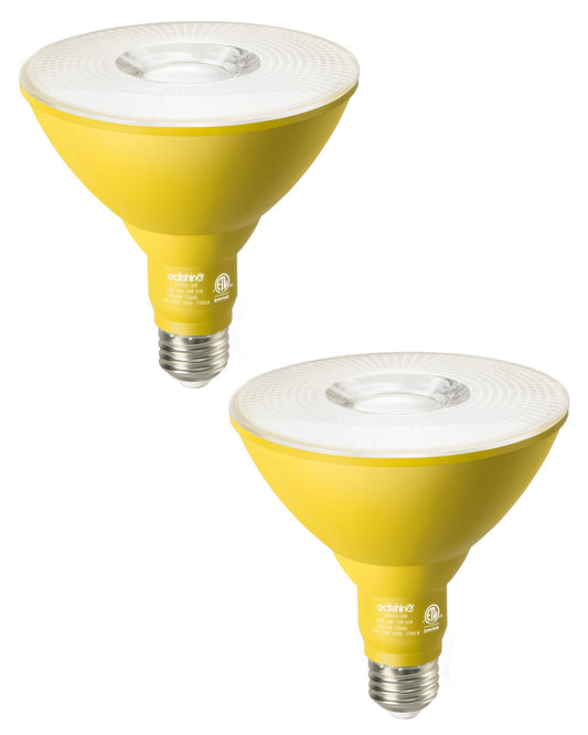EDISHINE PAR38 Dimmable 18W(120W Equivalent) E26 Base Yellow Flood Light Bulb, 2 Pack-HDCP38C