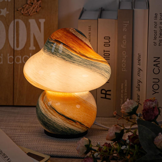 Coosa Mushroom Lamp, Stepless Dimmable Glass Bedside Table Lamp, Night Lamps, Cute Small Nightstand Desk lamp for Home Decor, Study, Living, Bedroom, Gift. (Bulb Included) the luminous decor