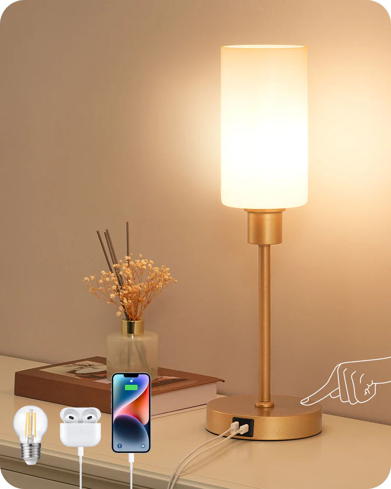 19" Gold Glass Table Lamp with Touch Control-HLTL08B