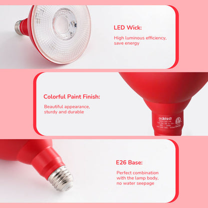 EDISHINE 18W Non-dimmable Red Flood Light Bulb (2 Pack)-HLBP38D-ND