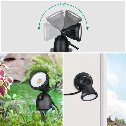 120V LED Spotlight with Dusk to Dawn Light Sensor & 3ft Extension Cord & 3 Lenses-HGSL04C