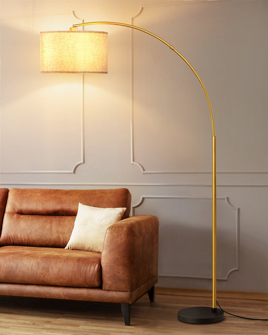 EDISHINE 75.6" Gold Arc Floor Lamp-HLFL04X