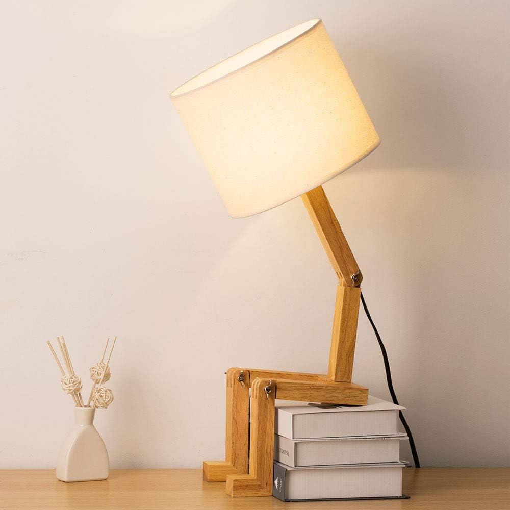 Cute Desk Lamp - Creative Table Lamp with Wood Base Changeable Shape Desk Lamp for Bedroom, Study, Office, Kids Room