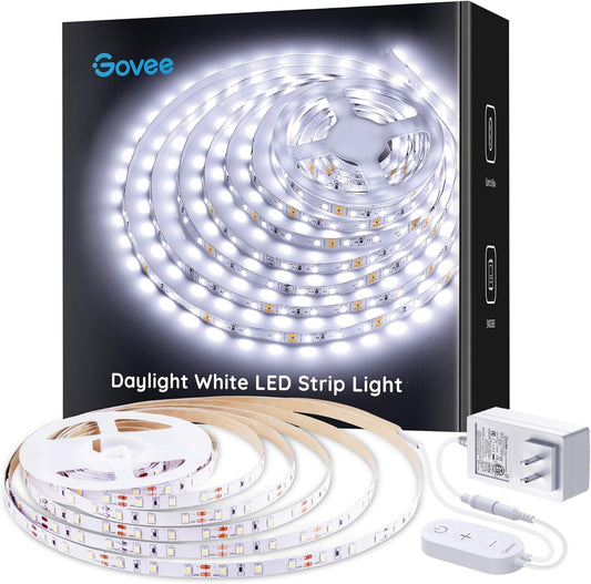 16.4ft Dimmable LED Light Strip 6500K Bright Daylight, White