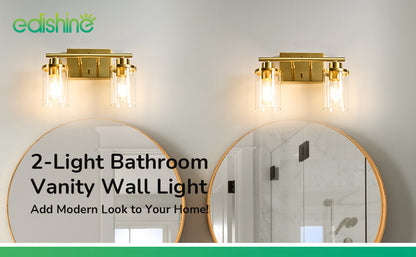 2-Light Gold Bathroom Vanity Light-HHVL04E