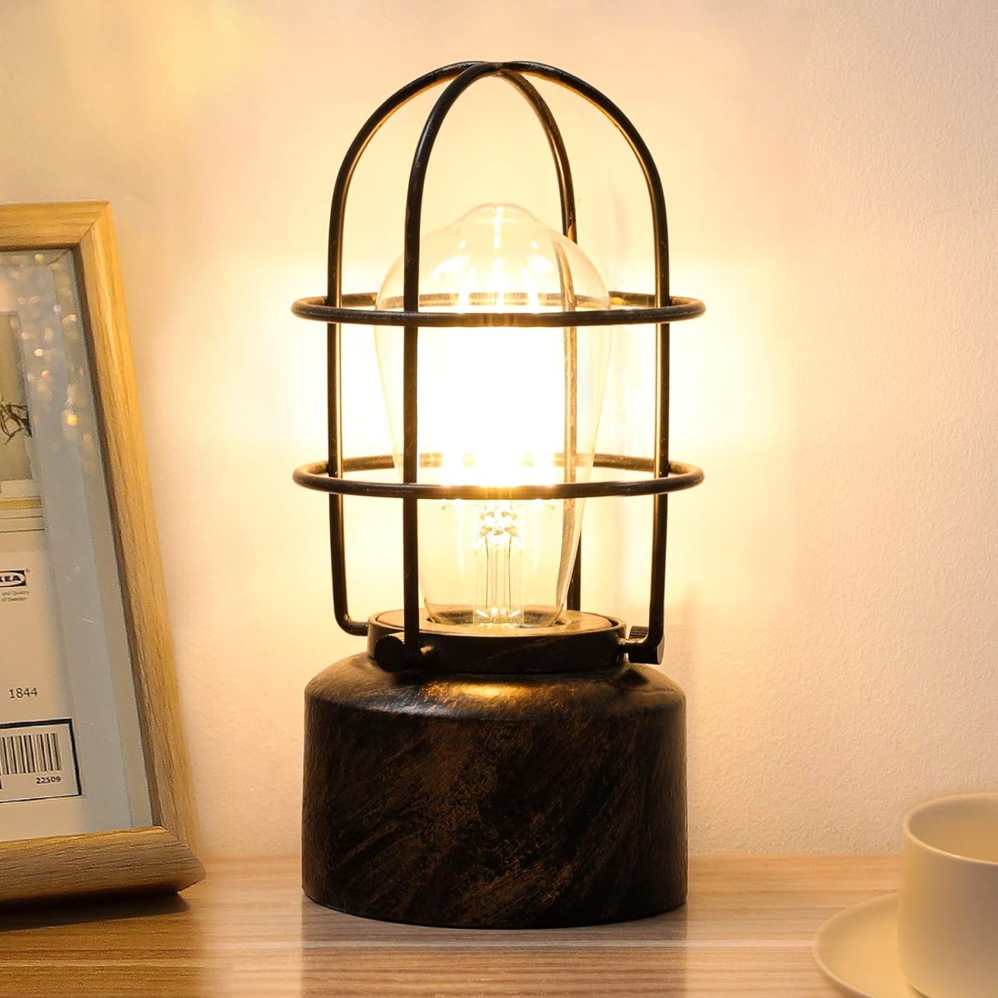 Small Touch Control 3 Way Dimmable Edison Lamp with Vintage Iron