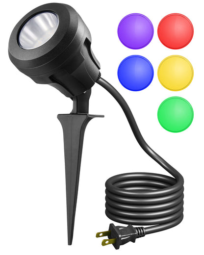 4.8W 5000K 120V LED Outdoor Spotlight with 5 Extra Lenses (RGB Purple Blue)-HGSL01D