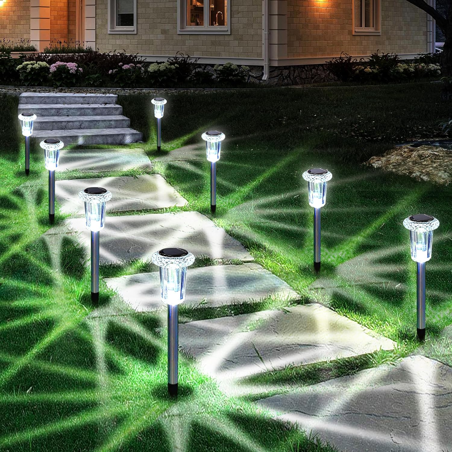 10 Pack Waterproof Stainless Steel Solar Stake Lights