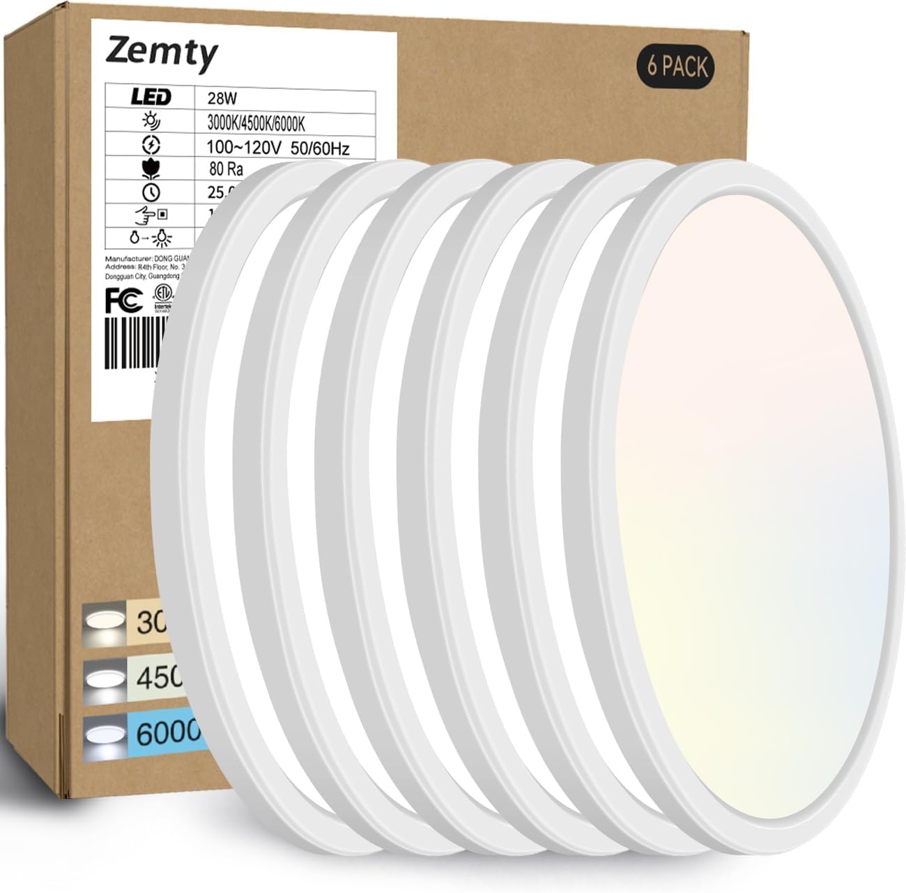 6Pack 12 Inch LED Flush Mount Ceiling Light, White