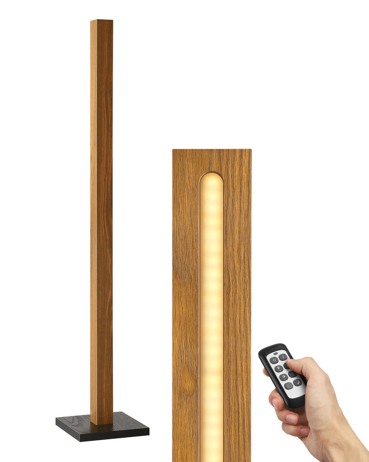 EDISHINE 46" Dimmable Wood Corner Floor Lamp, 7 Color Temperature-HBFL02V