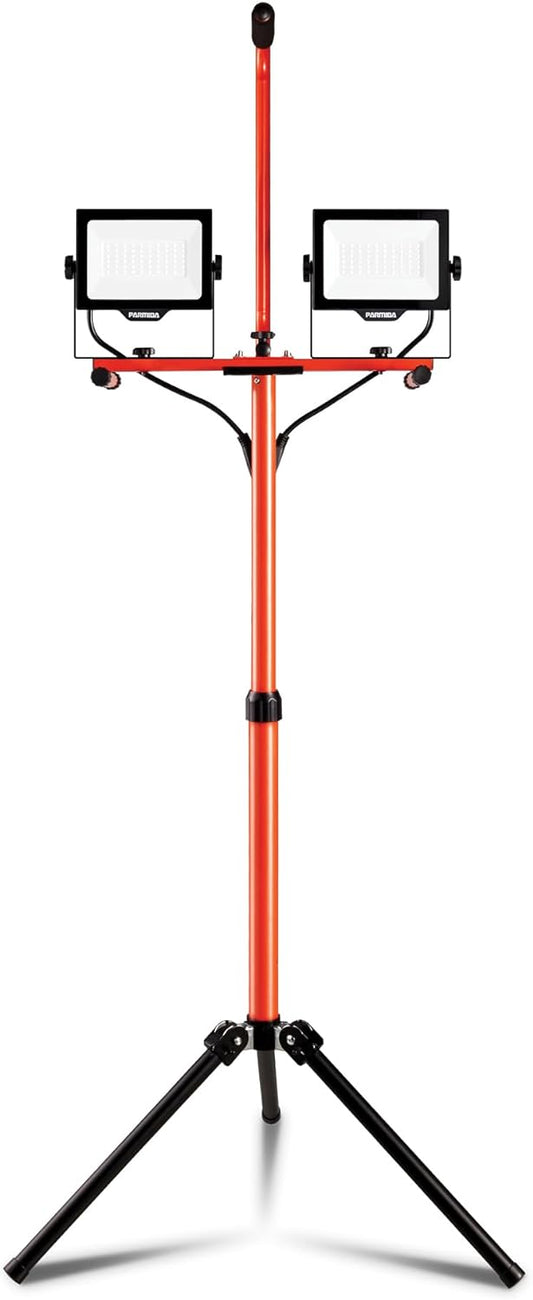 LED Dual-Head Work Light with Telescoping Tripod Stand Up to 6 Ft Tall