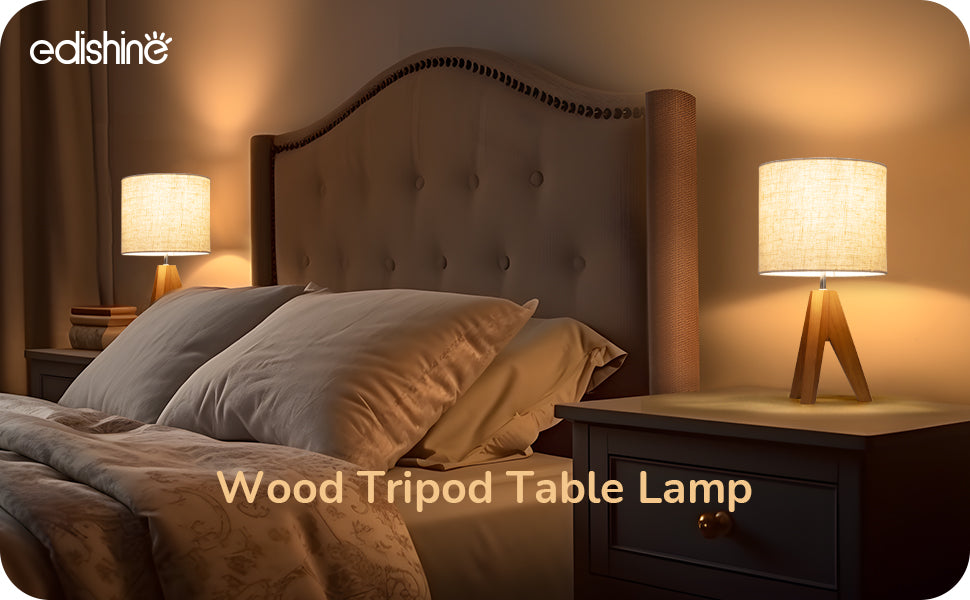 14.2″ Light Brown Wooden Tripod Table Lamp, 1 Pack-HLTL05Q
