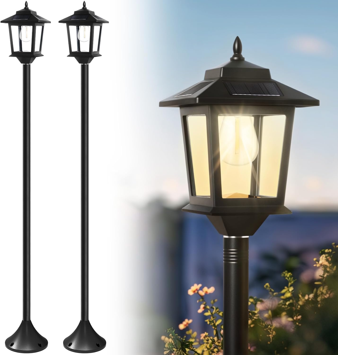 2 Pack Solar Lamp Post Light