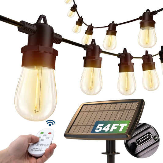 Dimmable Solar Power LED Bulbs for Porch Garden Market Bistro with USB Port