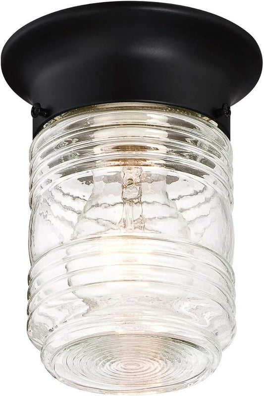 Design House 587220 Jelly Jar 1-Light Indoor/Outdoor Flush Mount Ceiling Light, Black