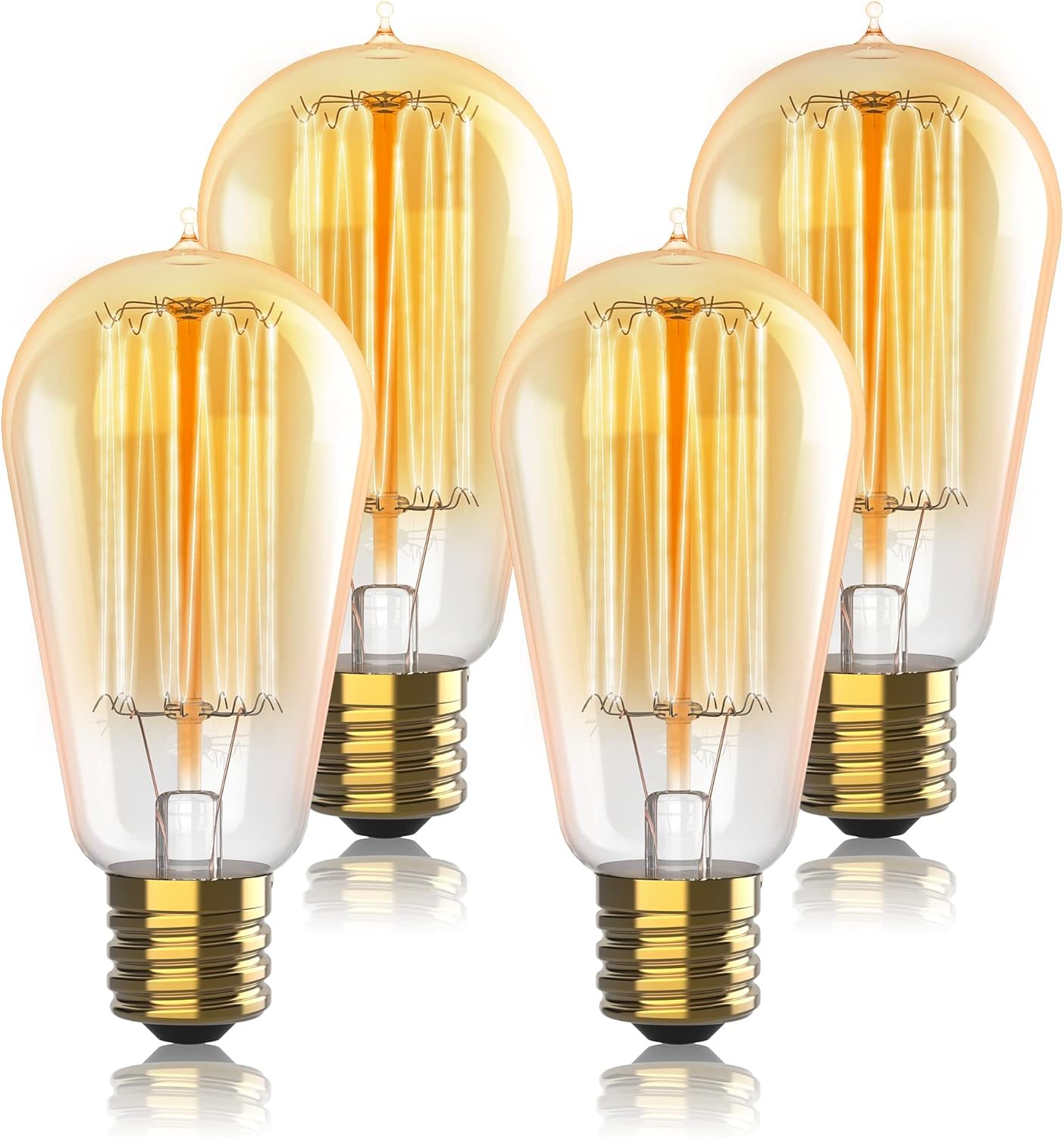 Vintage Incandescent Edison Light Bulbs 60W (4 Pack) for Outdoor and Indoor