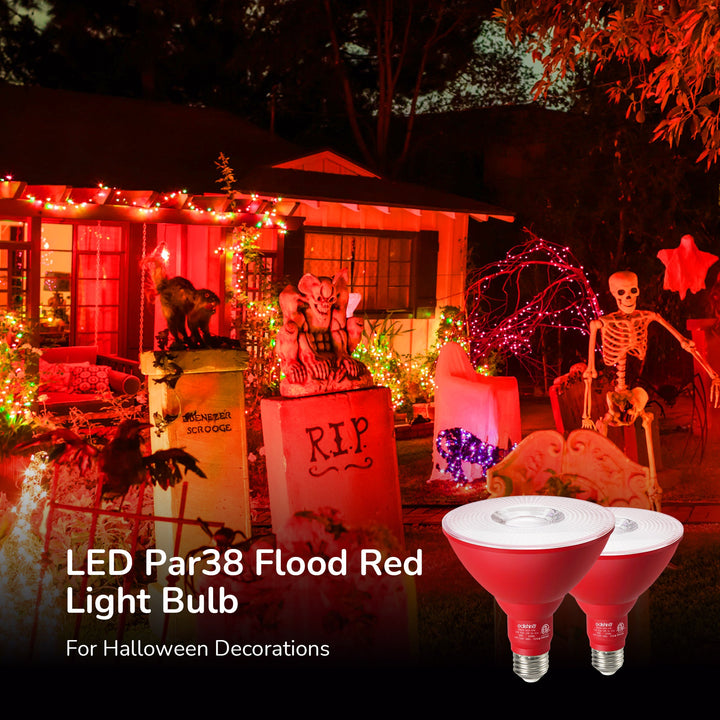 EDISHINE 18W Non-dimmable Red Flood Light Bulb (2 Pack)-HLBP38D-ND