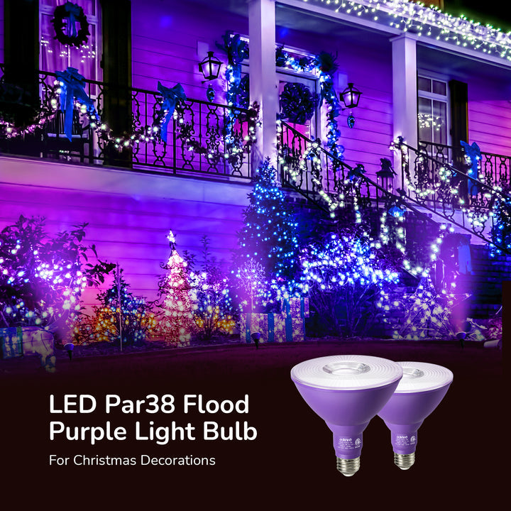 Dimmable 18W(120W Equivalent) E26 Base Purple Flood Light Bulb, 2 Pack-HLBP38B