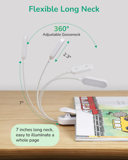 USB Rechargeable Dimmable Book Light, 3 Color Modes, 2 Charging Modes-HBRL11A1