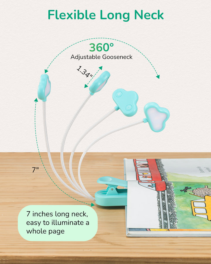 USB Rechargeable Dimmable Book Light with 3 Color Modes-HBRL10C1