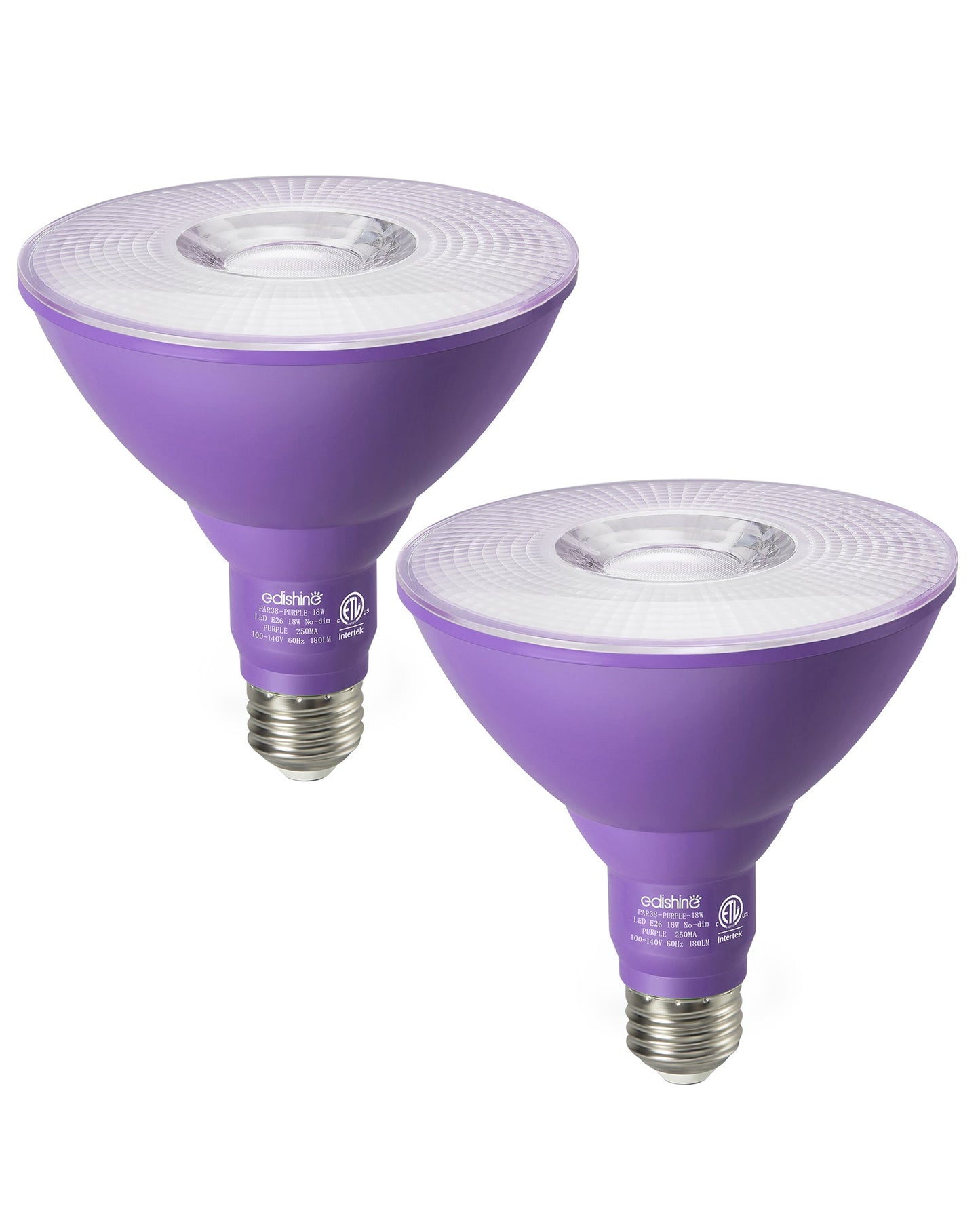 Dimmable 18W(120W Equivalent) E26 Base Purple Flood Light Bulb, 2 Pack-HLBP38B