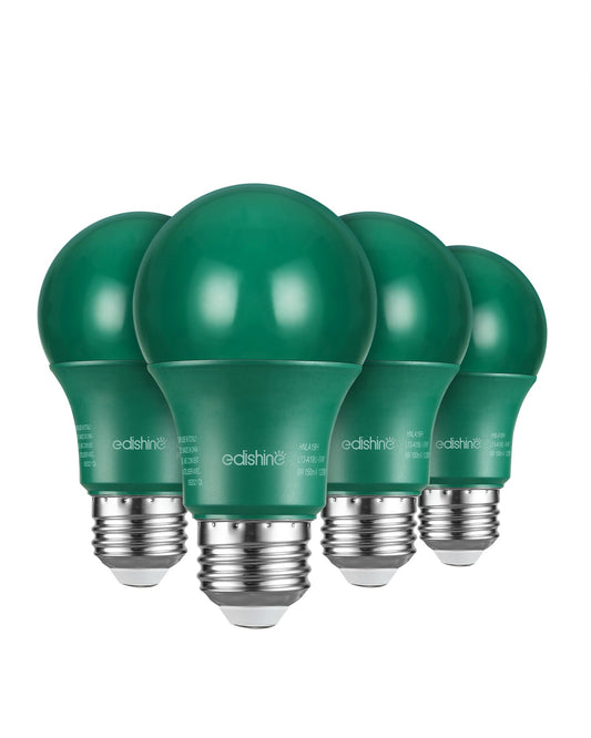 Non-Dimmable 9W A19 Green Light Bulb (4 Pack)-HNLA19H