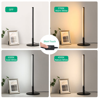 Dimmable Black 6W Table Lamp with 3 Colour Temperature & Touch Controller, 1 Pack-HLTL02K