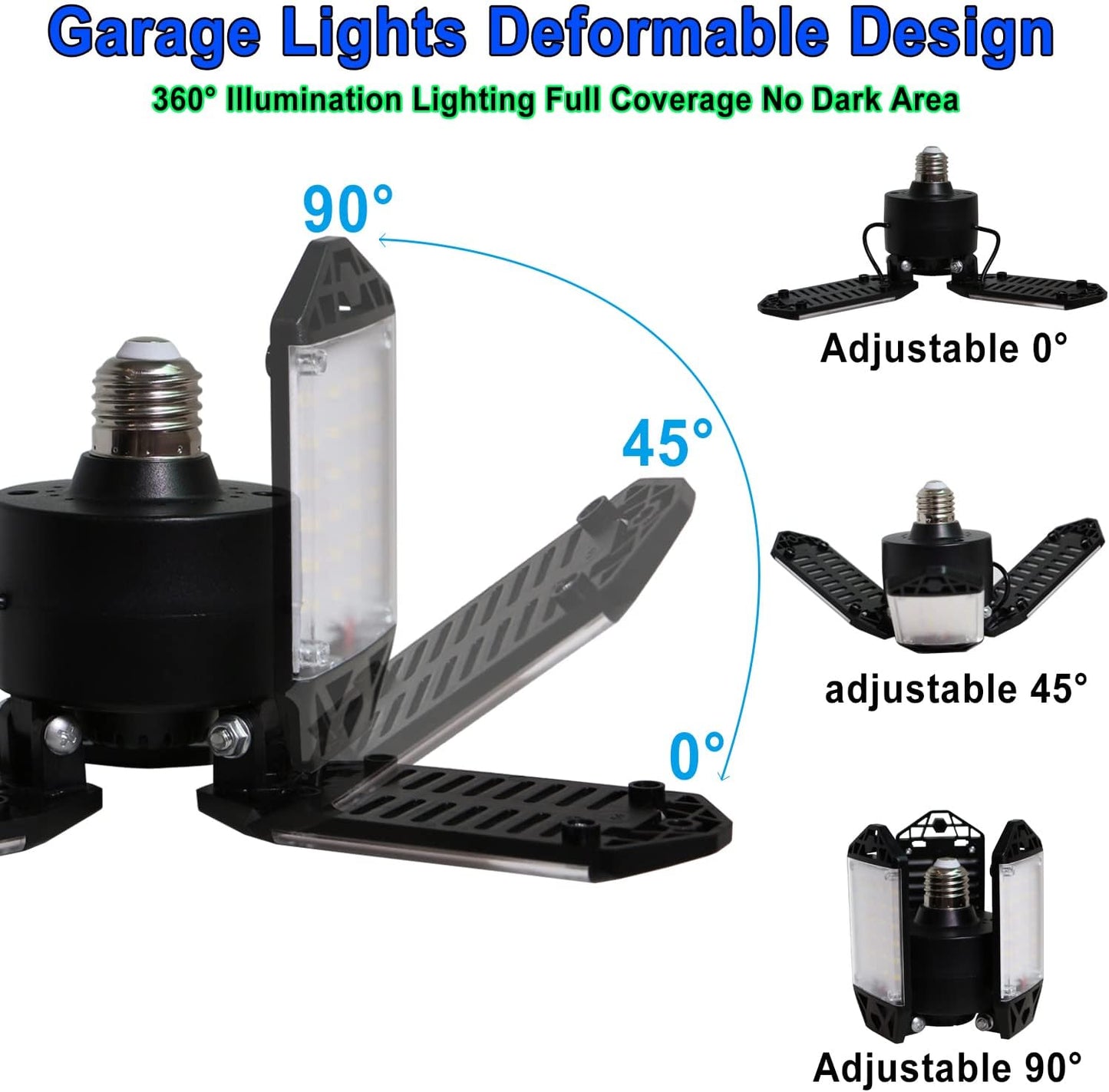 LED Garage Ceiling Lights with 3 Adjustable Panels