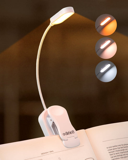 EDISHINE USB Rechargeable Dimmable Book Light, 3 Color Modes, 2 Charging Modes-HBRL11A1