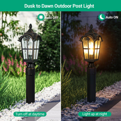 Dusk to Dawn Outdoor Post Light with Pier Mount Base-HOPL01A