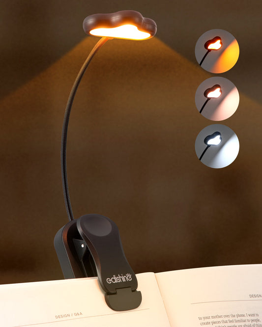 EDISHINE USB Rechargeable Dimmable Book Light with 3 Color Modes-HBRL10B1