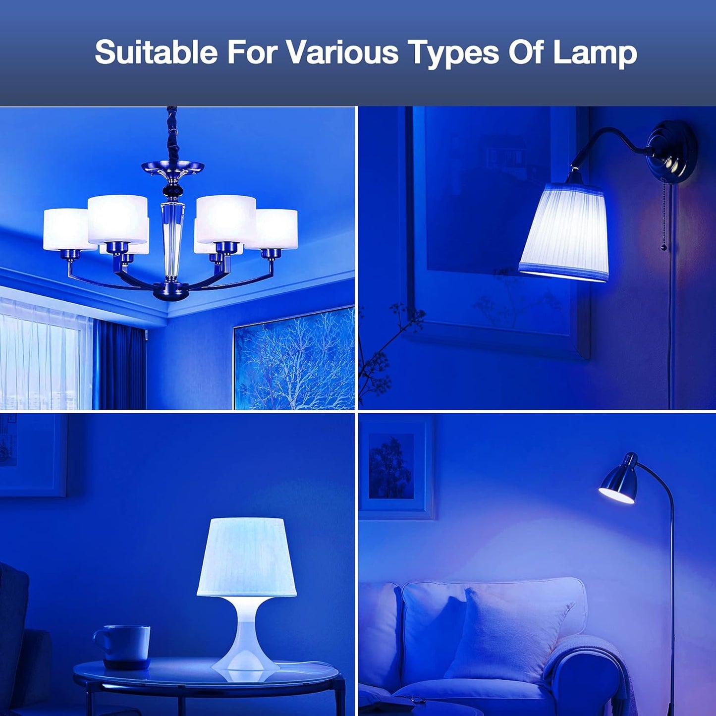 2 Pack A19 LED Blue Light Bulb