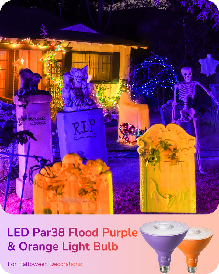 Dimmable 18W(120W Equivalent) E26 Base Purple & Orange Flood Light Bulb, 2 Pack-HDCP38A