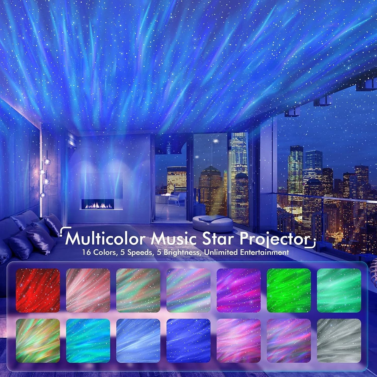 Aurora Projector with Bluetooth Speaker and White Noise