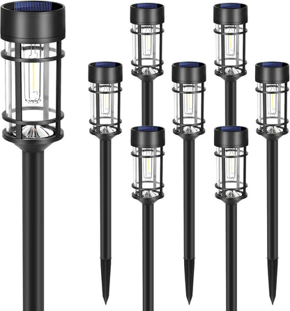 8 Pack LED Solar Pathway Lights Outdoor Waterproof