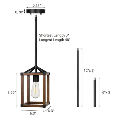 EDISHINE Farmhouse Pendant Light, 48″ Adjustable Pipes (1 Pack)-HHPL12A
