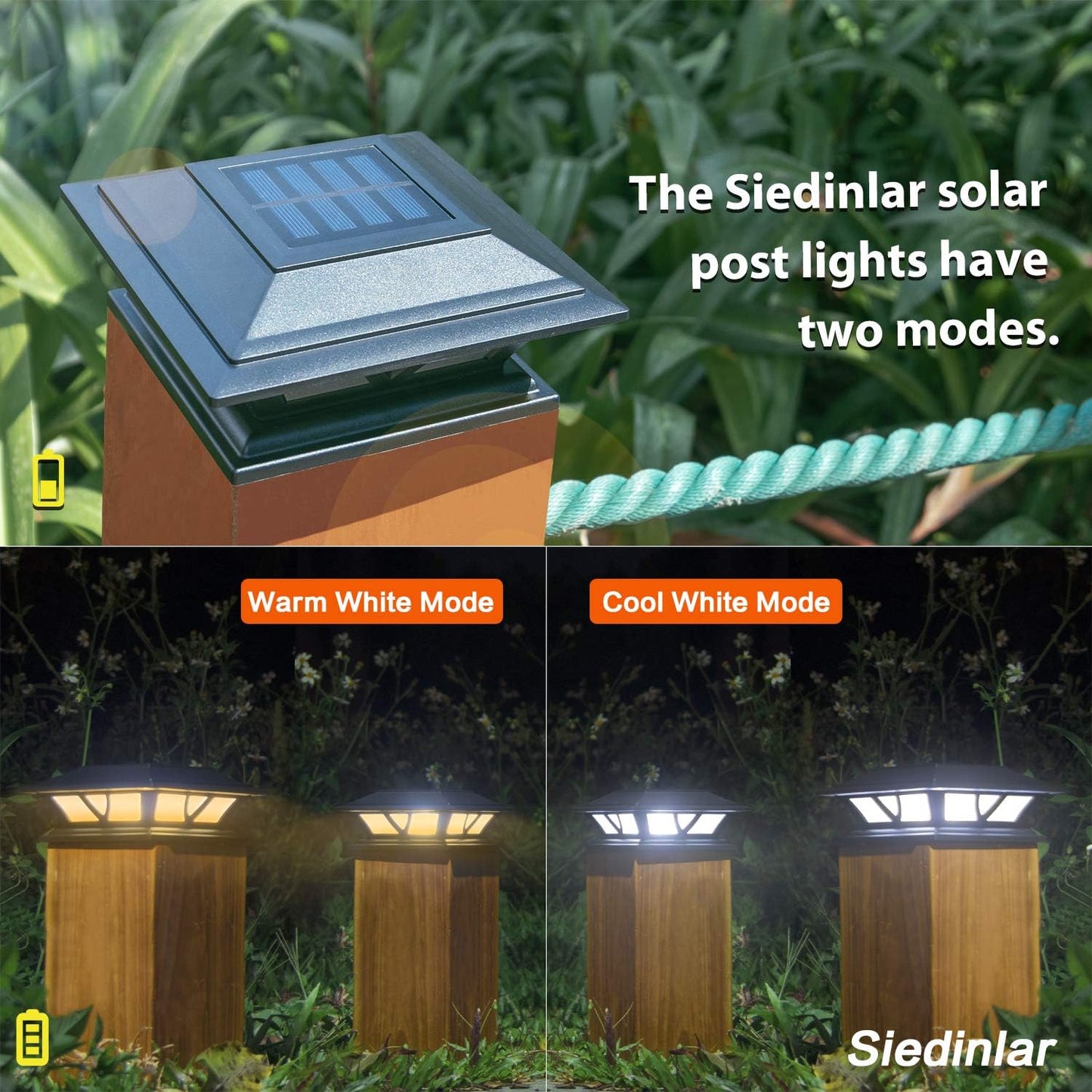 Solar Post Lights Outdoor 2 Modes LED Deck Fence Cap Light