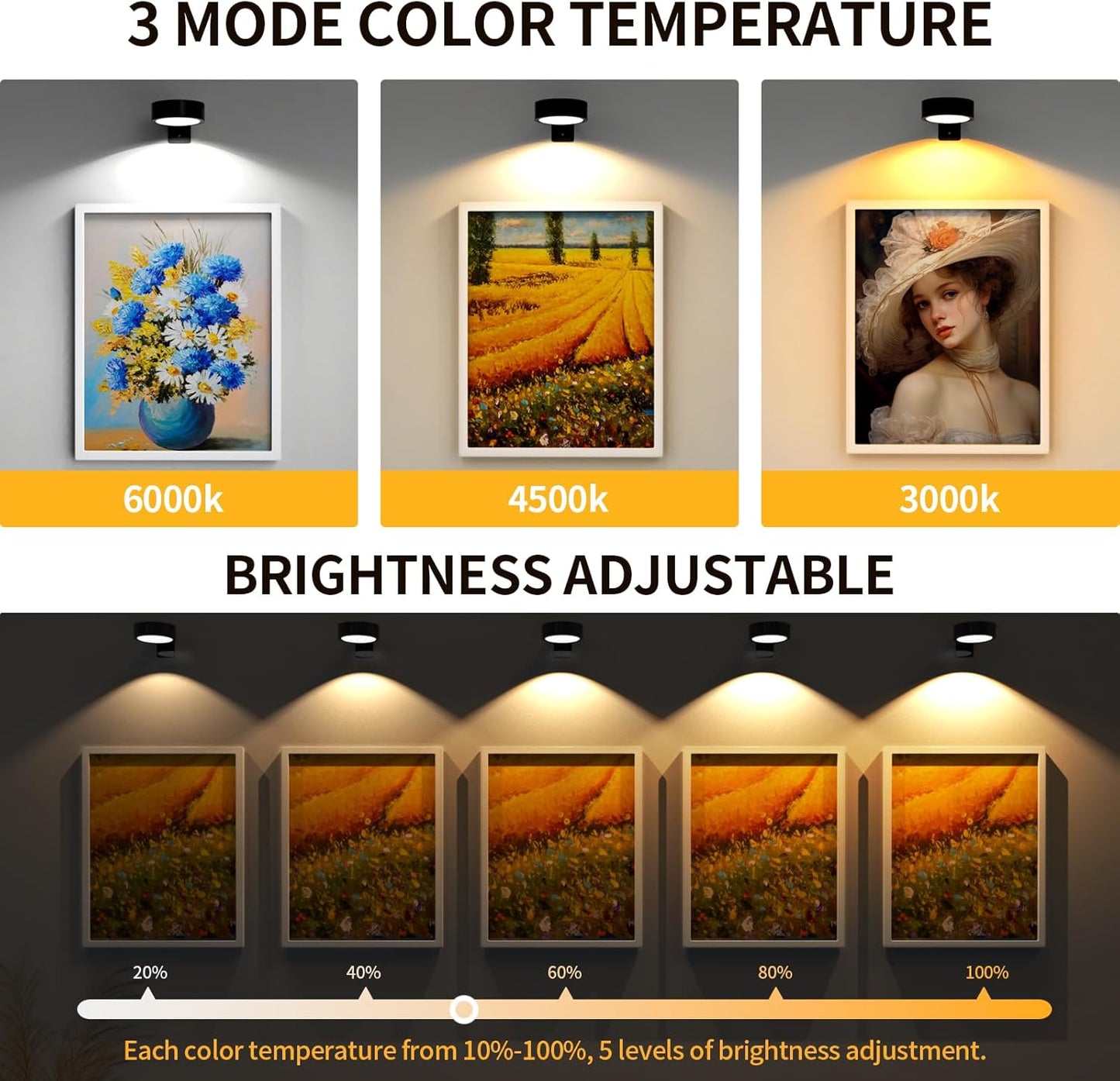 3 Pack Picture Lights for Wall