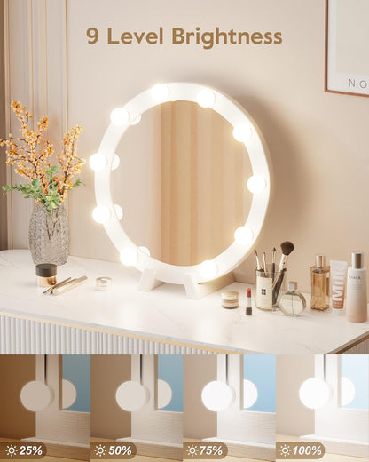 Led Vanity Mirror Lights Kit - Vanity Lights Have 10 Dimmable Light Bulbs for Makeup Dressing Table and Power Supply Plug in Lighting Fixture Strip, White (No Mirror Included)