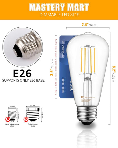 Antique LED Filament Bulbs, Clear Glass