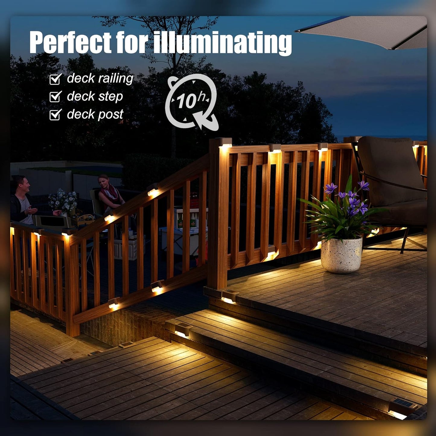 16 Pack Solar Step Lights Waterproof Led Solar lights for Outdoor Stairs