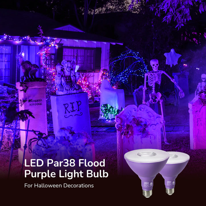 Dimmable 18W(120W Equivalent) E26 Base Purple Flood Light Bulb, 2 Pack-HLBP38B