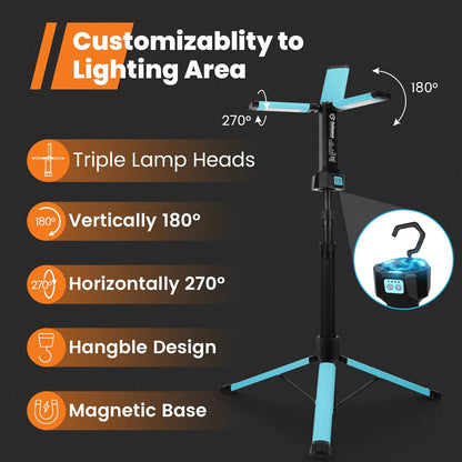 Cordless Work Light with Triple LED Lamps