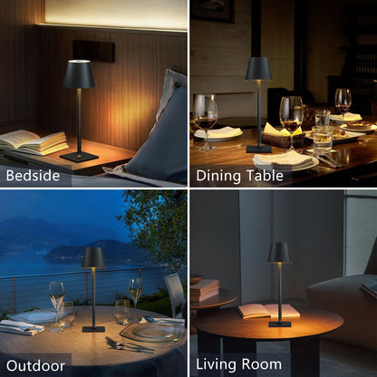 Cordless Table Lamp Rechargeable Lamps: 6000mAh Battery Operated Table Lamp Outdoor Waterproof, Touch Control, Portable Wireless Desk Lamp for Dinner/Bedroom/Restaurant(Black 2 Pack)