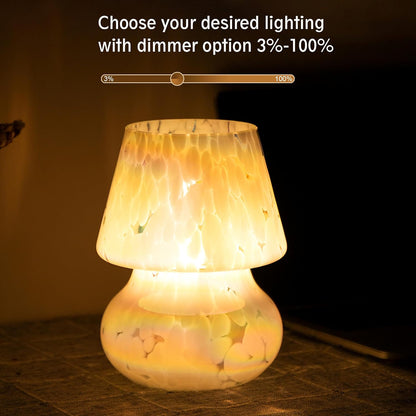 Coosa Mushroom Lamp, Stepless Dimmable Glass Table Bedside Lamps, Cute Small Night Light, Mushroom Decor Light for Ambient,Kids,Bedroom,Living,Girl Gift（Colorful Cloud） theluminousdecor