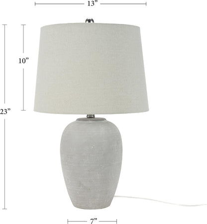 23" Grey Vintage Distressed Ceramic Pot Table Lamp