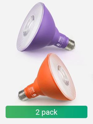 Dimmable 18W(120W Equivalent) E26 Base Purple & Orange Flood Light Bulb, 2 Pack-HDCP38A