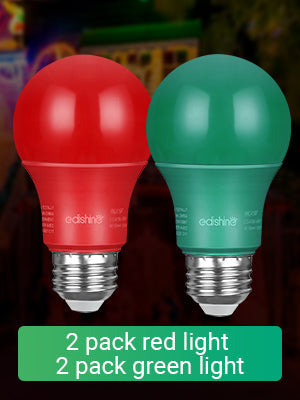 Non-Dimmable 9W A19 Red&Green Light Bulb (4 Pack)-HNLA19J